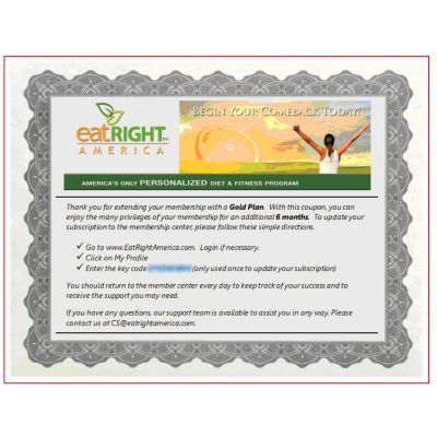 000-070 - Platinum Plan One Year Membership Renewal Gift Certificate 