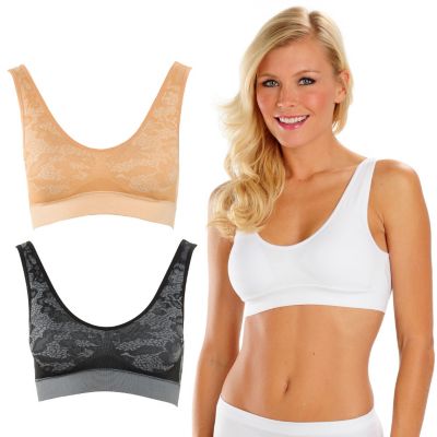 Comfortisse[ Perfect Fit Set of 3 Double Layer Comfort Bras w/ Modesty Pads
