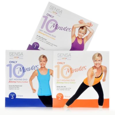 000-728 - SENSA&reg; Set of Three "Only 10 Minutes: Get Moving" DVDs w/ Petra Kolber