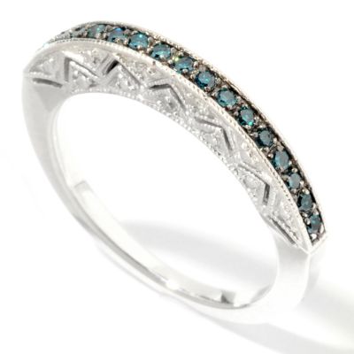 101-145 - Diamond Treasures Sterling Silver 0.16ctw Diamond Flat-Sided Stack Ring