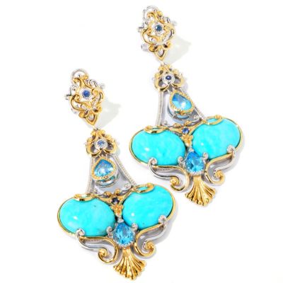 101-193 - Gems en Vogue II Kingman Turquoise w/Swiss Blue Topaz Earrings