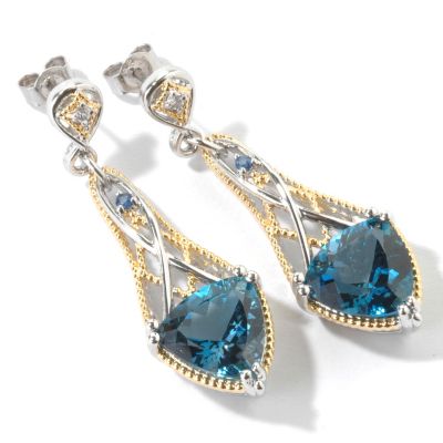 107-101 - Gems en Vogue II 1.75" 11.38ctw London Blue Topaz Trillon Drop Earrings 
