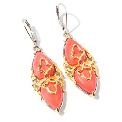107-443 - Gems en Vogue II Pear-Shaped Bamboo Coral Marquise Drop Earrings