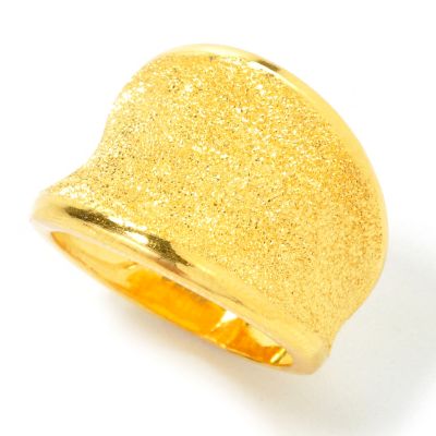 110-664 - 24K Polished & Textured Concave Band Ring