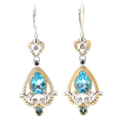 112-810 - Gems en Vogue II Swiss Blue Topaz London BlueTopaz Blue & White Sapphire Earring