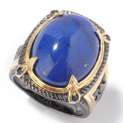 MEN'S - SS/PALL/18KGP & BLK RHOD LAPIS W/ BLUE SAPH