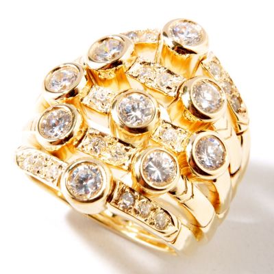 113-155 - Sonia Bitton for Brilliante&reg; Polished Bezel Set Five-Row Ring