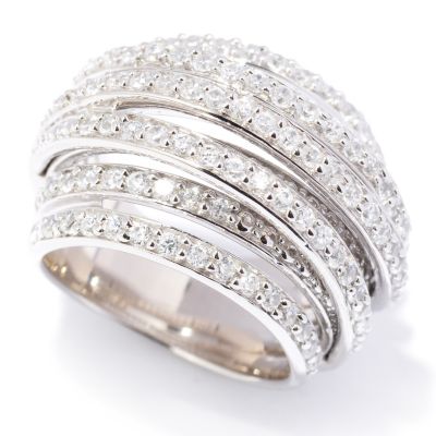 113-264 - Brilliante&reg; Platinum Embraced&trade; 1.50ctw DEW Simulated Diamond Multi-Row Ring