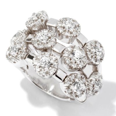SB SS SIMULATED DIAMOND TEN STONE FLEX RING