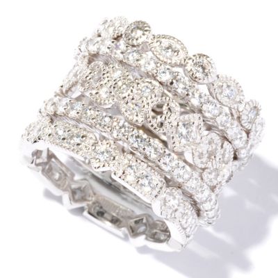 BLTA SS/PLAT SET OF FIVE ETERNITY BAND RINGS