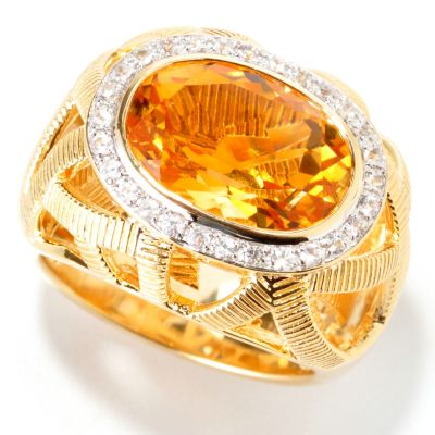 114-232 - Michelle Albala 4.54ctw Citrine & White Sapphire Openwork Ring