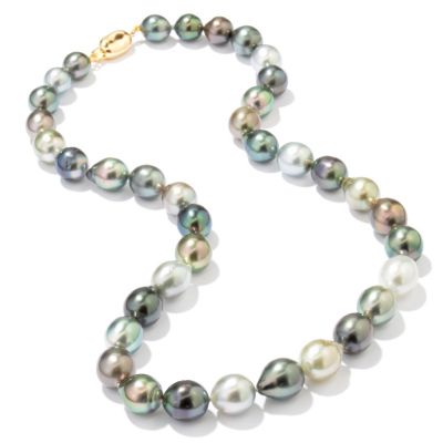 18K YG 18" 8-10MM MULTI-COLOR TAHITIAN PEARL NECKLACE