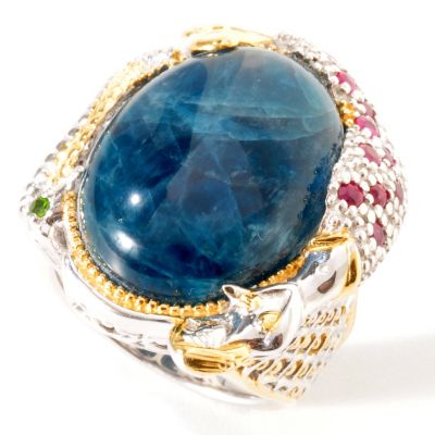SS/PALL/18KGP RING OPAQUE APATITE & MULTI-GEMSTONE MERMAID