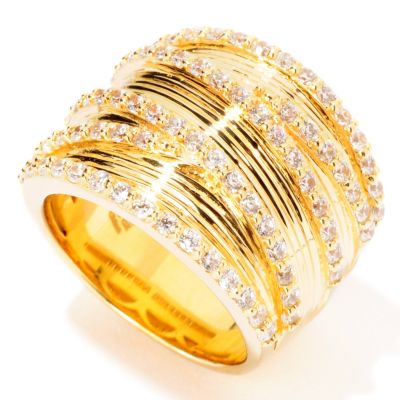 SB SS/GOLD EMBRACED TEXTURED CRISS CROSS RING