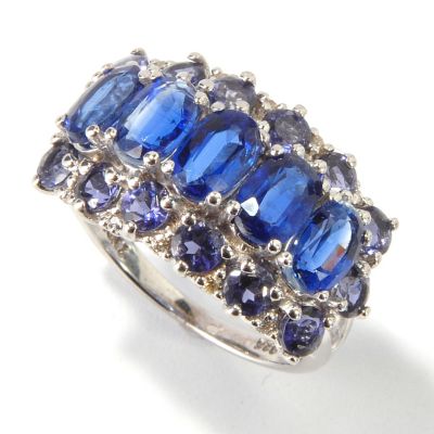 GI SS 3 ROW BAND WITH KYANITE & IOLITE RING