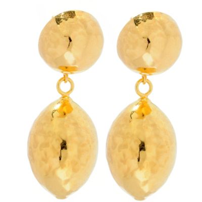 114-625 - Toscana Italiana Gold Embraced[ Martellato Bead Drop Earrings