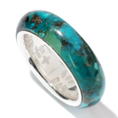 114-640 - Gem Insider Sterling Silver 25x25mm Campitos Turquoise Band Ring