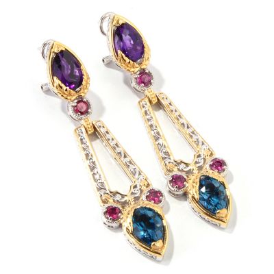 SS/PALL/18KGP EAR MULTI-GEM DROP