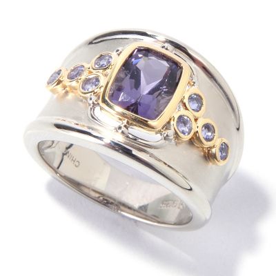 SS/PLAT & 18KV RING BLUE AMETHYST & IOLITE