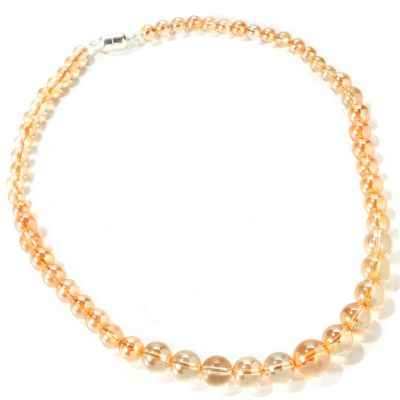 114-763 - Gem Treasures Sterling Silver 18'' Graduated Coated Crystal Quartz Necklace
