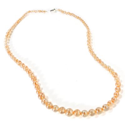 114-764 - Gem Treasures Sterling Silver 24'' Graduated Coated Crystal Quartz Necklace