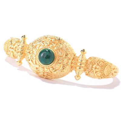 SS/18KYGP BRAC ORNATE CUFF W/ OPAQUE GEM CTR