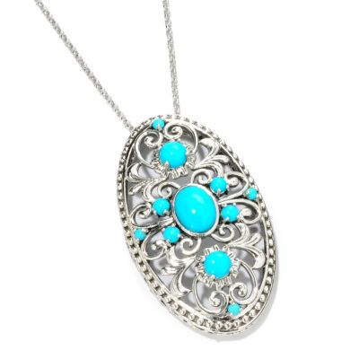 114-978 - Gem Insider Sterling Silver Sleeping Beauty Turquoise Pendant w/ Chain