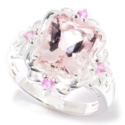 115-024 - Gem Insider Sterling Silver 2.41ctw Morganite & Pink Sapphire Ring