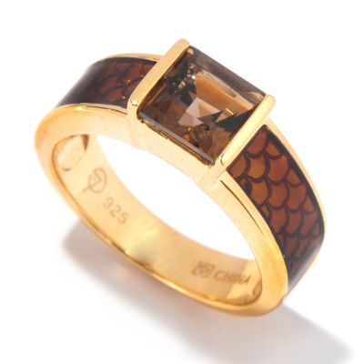 SS/P RING SQUARE GEM & ENAMEL STACK "MAUI"