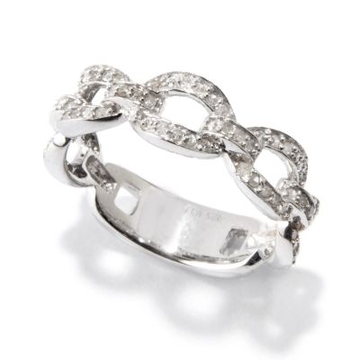 115-347 - Diamond Treasures Sterling Silver 0.33ctw Diamond Link Thumb Ring