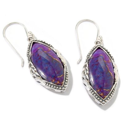 115-352 - Gem Insider Sterling Silver 1.5" 20 x 10mm Mohave Turquoise Marquise Earrings