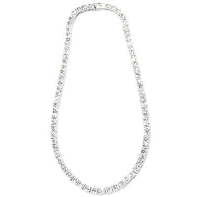 TYCOON SS/PLAT SQUARE CUT MILGRAIN TENNIS NECKLACE