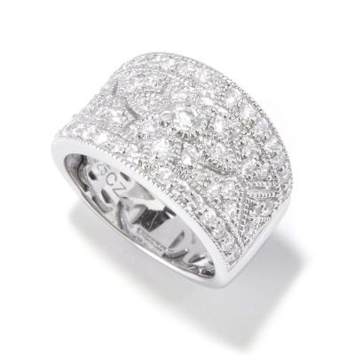 BLTA SS/PLAT VINTAGE FLOWER GRADUATED BAND RING
