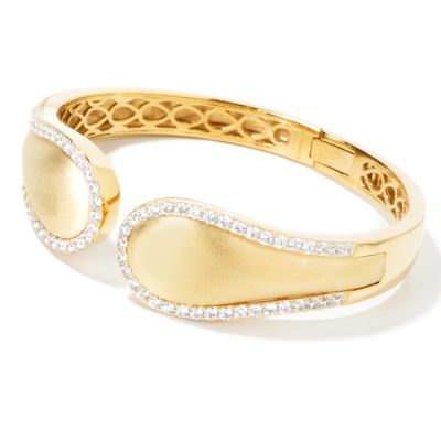 115-520 - DESORO&trade; Gold Embraced&trade; 3.70 DEW Simulated Diamond Hinged Bracelet