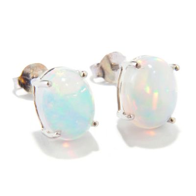 115-844 - Gem Insider Sterling Silver 9x7mm Oval Ethiopian Opal Stud Earrings
