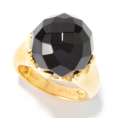 116-005 - Sterling Silver 14mm Vermeil Faceted Gemstone Ring