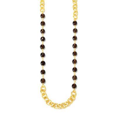 BRONZE/18KGP NECK MARTELLATTO LINK W/ GEM BEAD - 44"