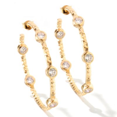 BELARGO SS/CHOICE BEZEL SET HOOP EARRINGS