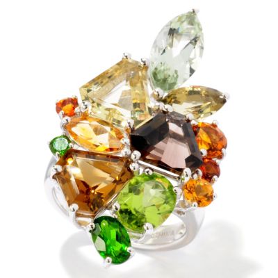116-337 - Gem Insider Sterling Silver 9.04ctw Multi Gemstone Ring