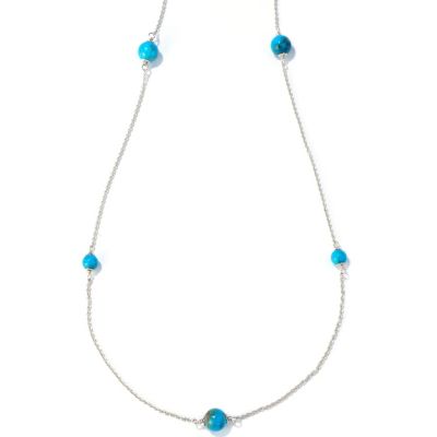 GI SS 9-STONE WINTER RIDGE STATION NECKLACE 36"