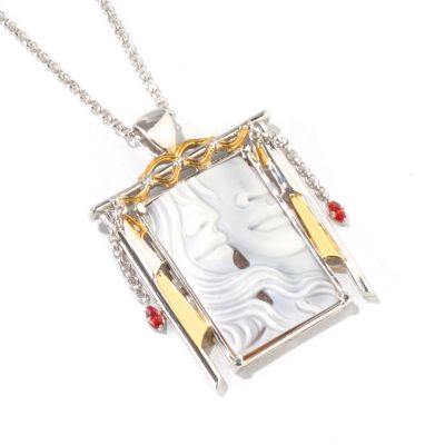 SS/PALL/18KGP PEND ITALIAN HAND-CARVED MODERN CAMEO W/ ORG SAPH THEATER