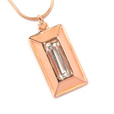 BRONZE/18KGP PEND BAGUETTE GEM W/ 20" CHAIN
