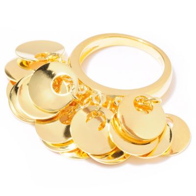 116-546 - Milano Luxe Gold Embraced&trade; Charm Cluster Wavy Disk Ring