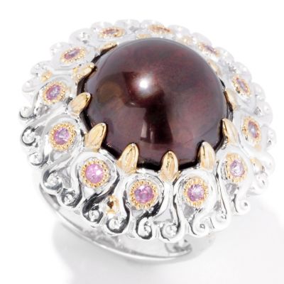 SS/PALL/18KGP RING FANCY COLOR MABE CULTURED PEARL & PINK SAPH