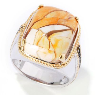116-833 - Men's en Vogue II Brecciated Mookaite & Yellow Sapphire Ring 