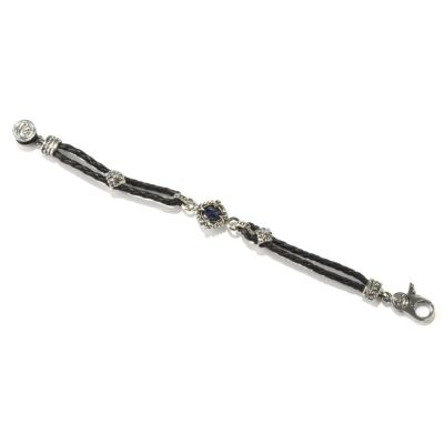 117-106 - Bayou 925 Sterling Silver & Leather Bracelet w/8mm Lapis
