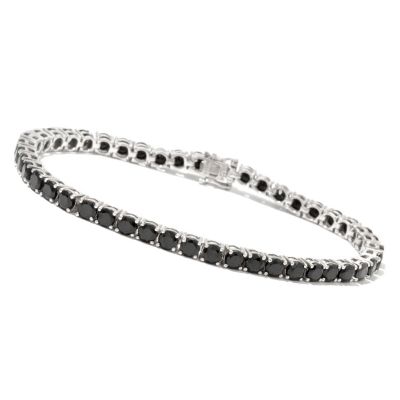117-115 - Gem Treasures Sterling Silver 4mm Round Black Spinel Tennis Bracelet