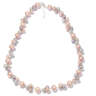 117-124 - Sterling Silver 20" 7-12mm Dyed Freshwater Cultured Pearl Wire Necklace