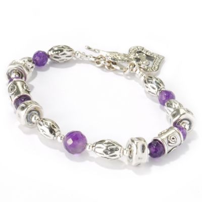 SS ELEC FORM BRAC AMY STATIONS HEART CHARM 7.5"
