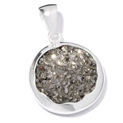 SEMPRESILVER[TM] SS ROUND SILVER DRUSY PENDANT